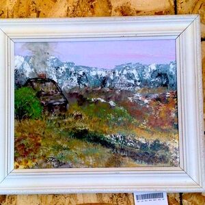 Original Landscape Painting with White Frame